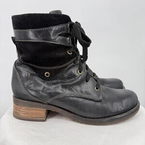 Women's Dromedaris Kara Leather & Suede Combat Boot MSRP $230 Black Shoes 40/9.5